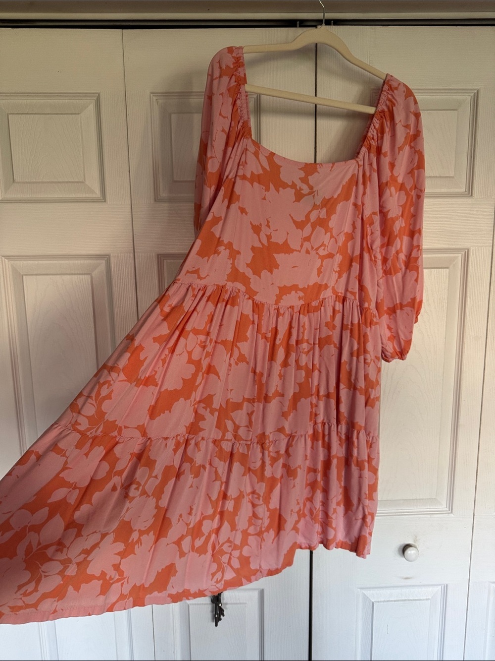 Sanctuary Pink Orange Printed Weekender Babydoll Mini Dress Plus Size 1x - Picture 5 of 6
